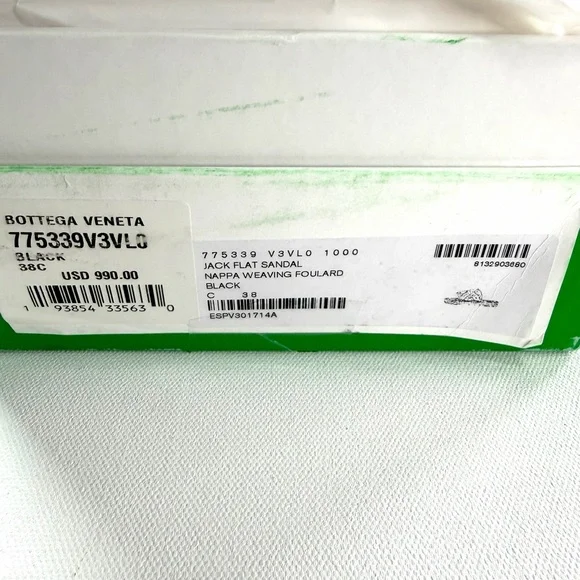 Bottega Veneta Women Jack Flat Sandal Nappa Weaving Foulard Black Sandal - Picture 10 of 10